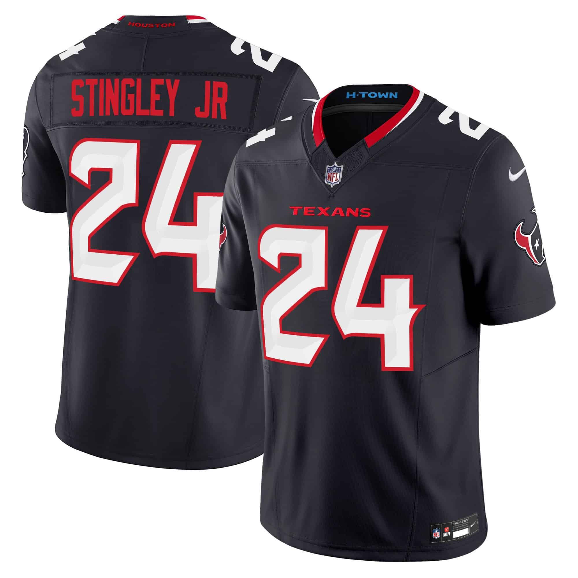 Men Houston Texans #24 Stingley jr Black 2024 Nike Vapor Limited NFL Jersey style 1